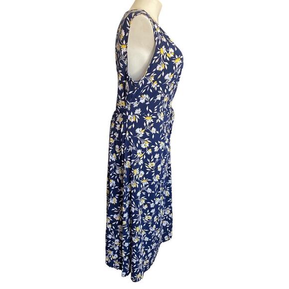 Land’s End Sleeveless Tie Waist Maxi Dress Deep Sea Navy Floral Sz 3X (24W-26W) - Picture 7 of 11